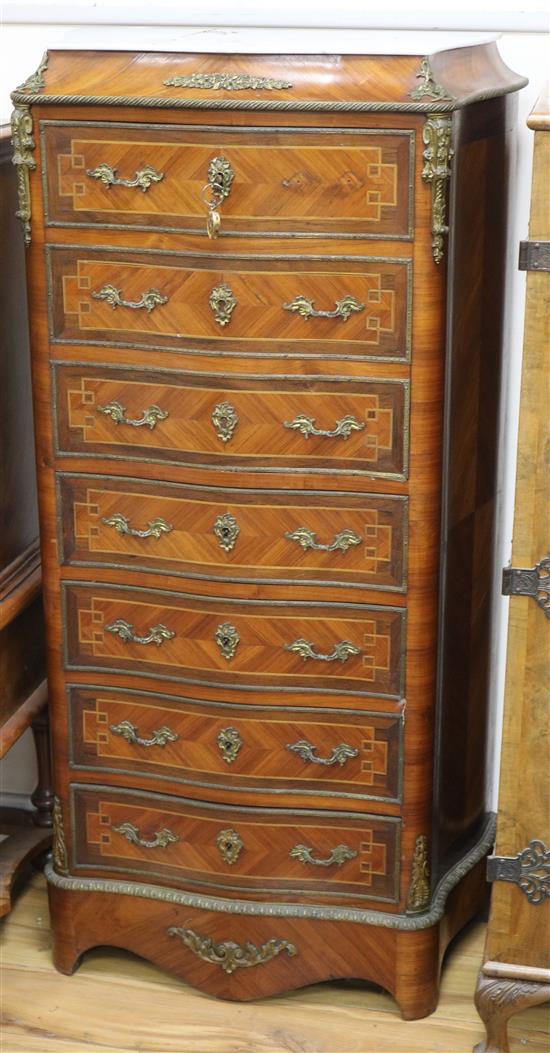 A French transitional style kingwood secretaire a abbatant W.65cm